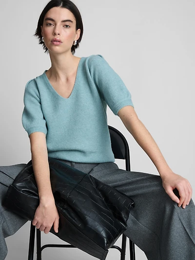 Brushed Knit V-Neck Tee