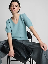 Brushed Knit V-Neck Tee