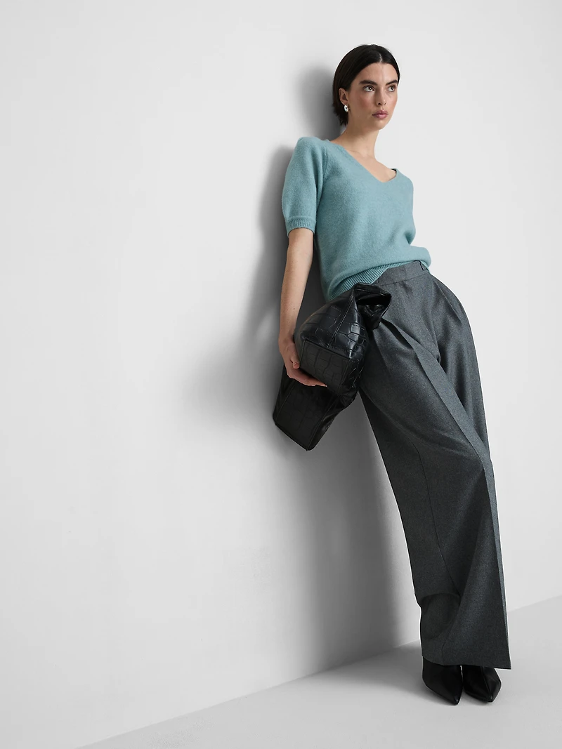 Brushed Knit V-Neck Tee