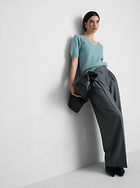 Brushed Knit V-Neck Tee