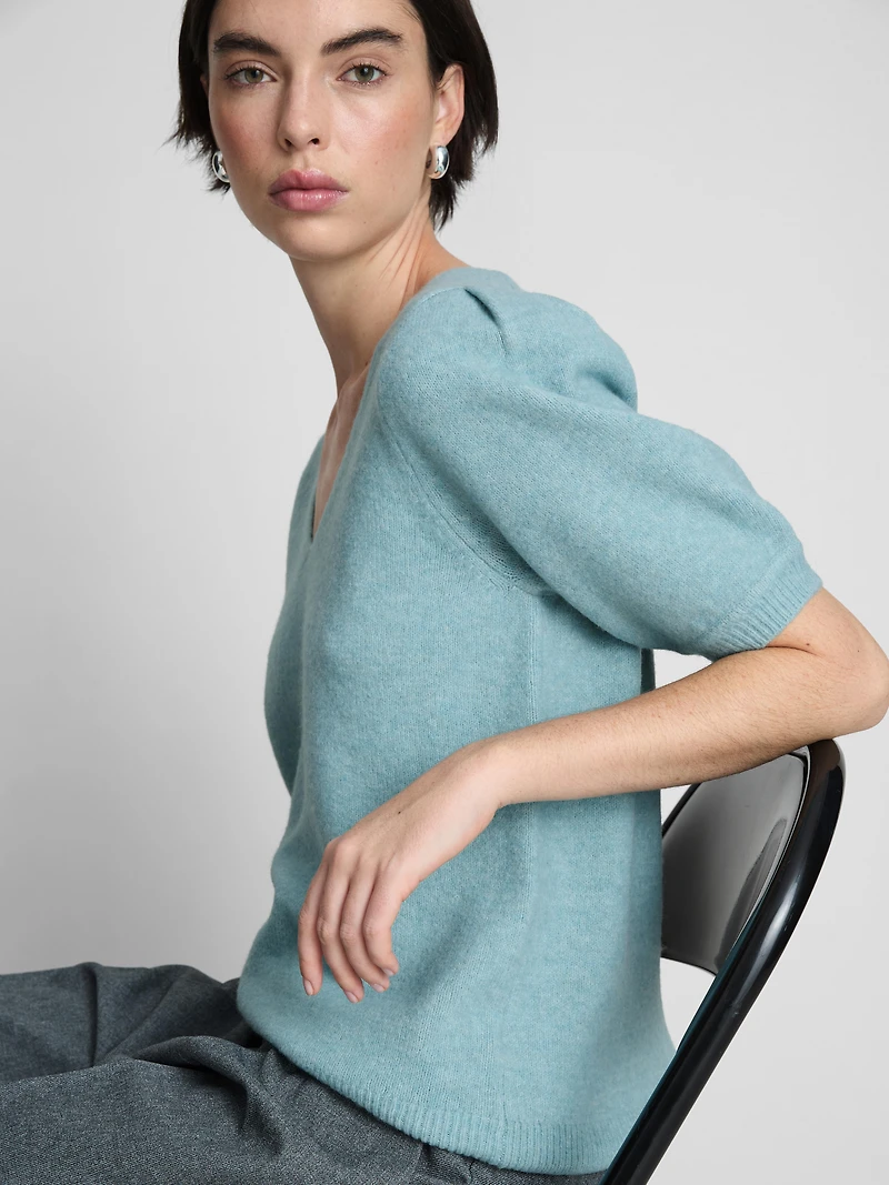 Brushed Knit V-Neck Tee