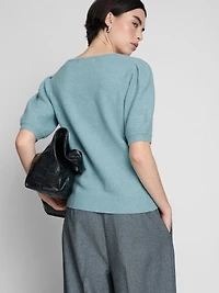 Brushed Knit V-Neck Tee