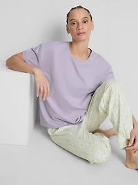 Cotton Crew Neck Printed Pajamas