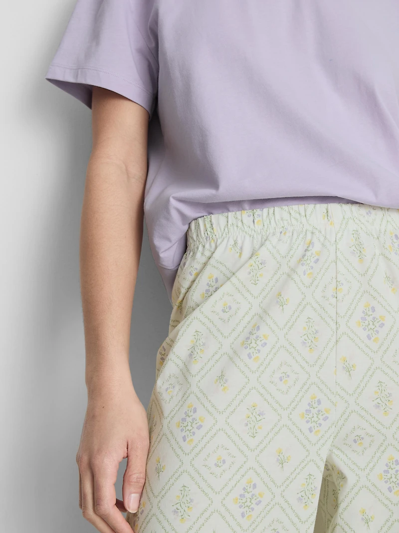 Cotton Crew Neck Printed Pajamas