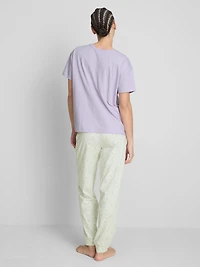 Cotton Crew Neck Printed Pajamas