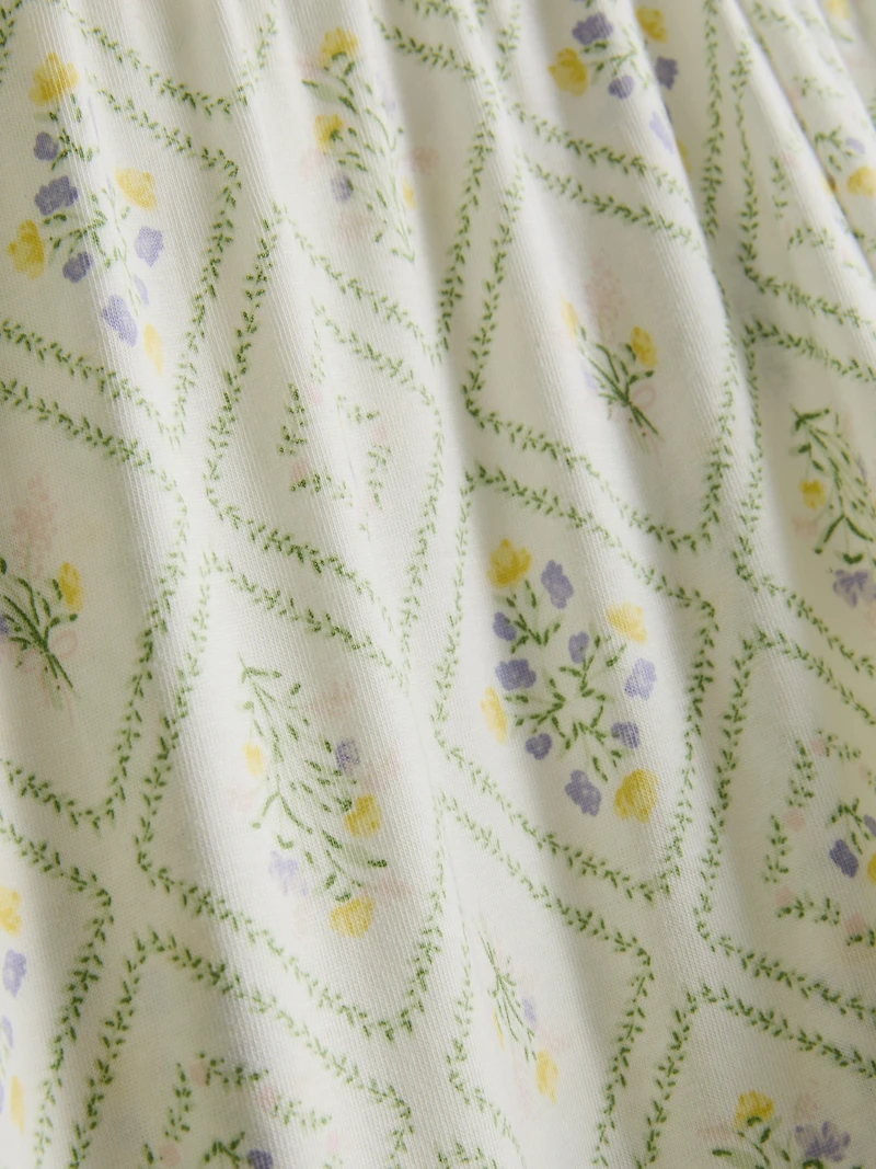 Cotton Crew Neck Printed Pajamas