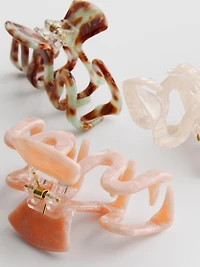 3pk Wavy Claw Clips