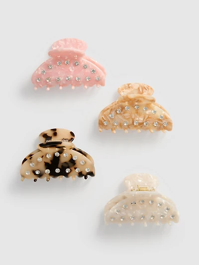 4pk Rhinestone Claw Clips