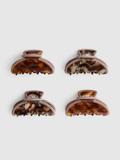 4pk Tortoiseshell Mini Claw Clips