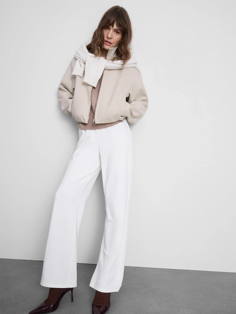 Brushed Funnel-Neck Zip-Up Jacket