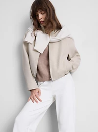 Brushed Funnel-Neck Zip-Up Jacket