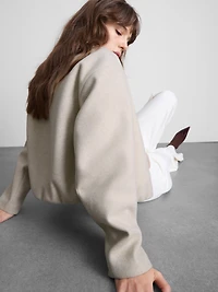 Brushed Funnel-Neck Zip-Up Jacket