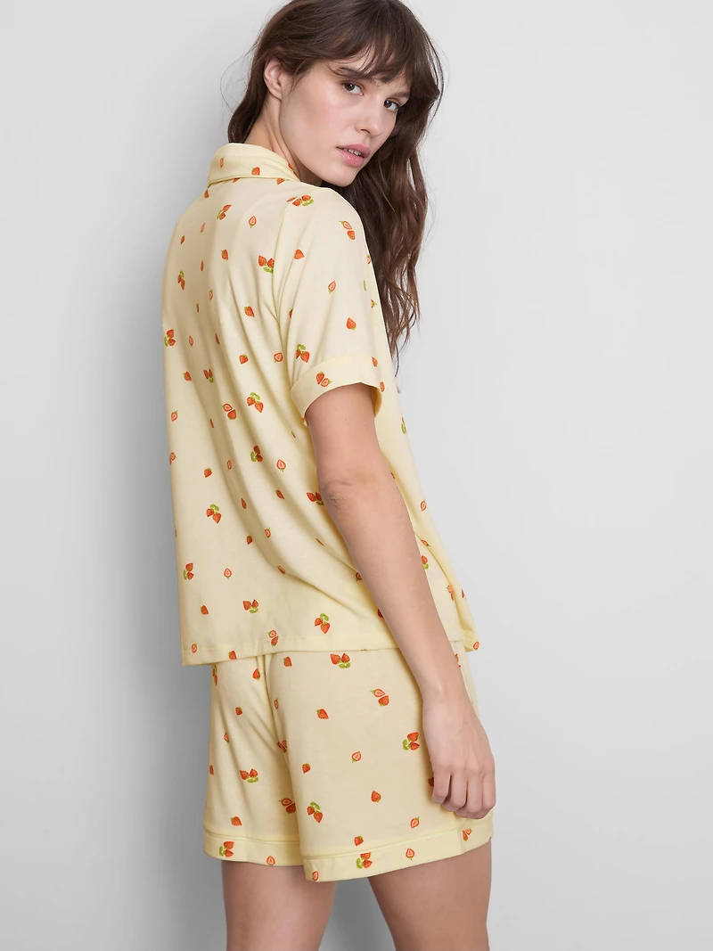 Printed Shorty Boyfriend Pajamas
