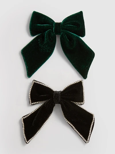 2pk Velvet Bow Hair Clips