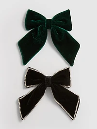 2pk Velvet Bow Hair Clips