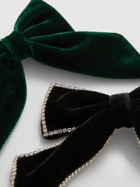 2pk Velvet Bow Hair Clips