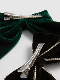 2pk Velvet Bow Hair Clips