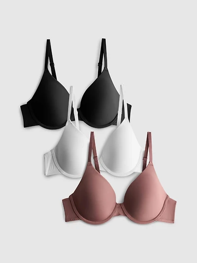 3pk Full-Coverage T-Shirt Bra