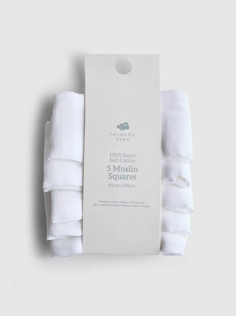 5pk Cotton Muslin Cloths
