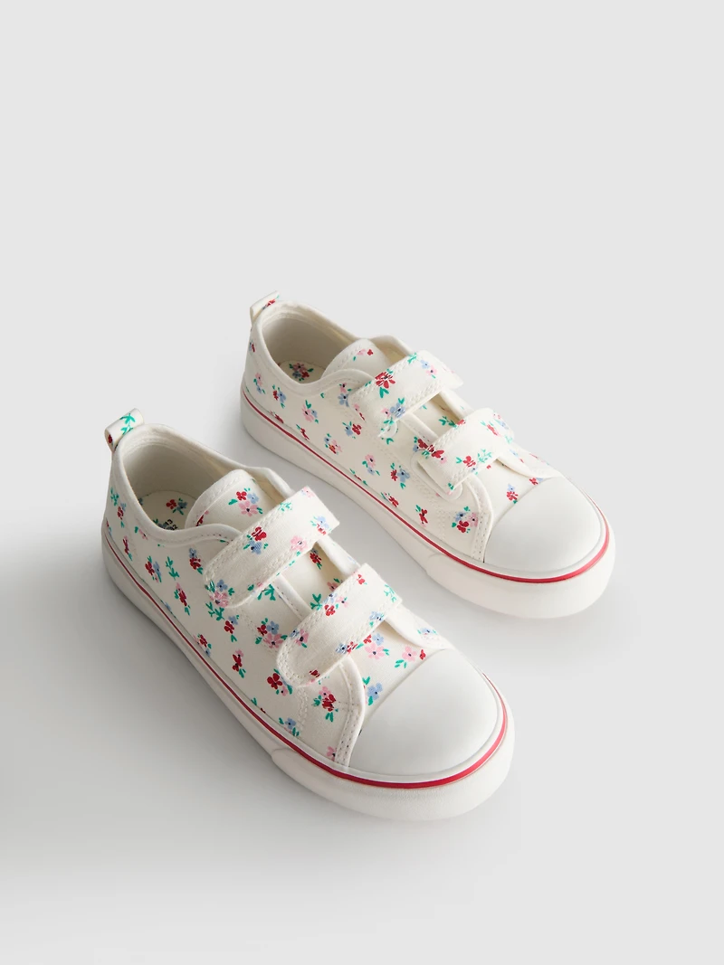 Floral Canvas Low-Top Sneakers
