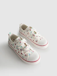 Floral Canvas Low-Top Sneakers