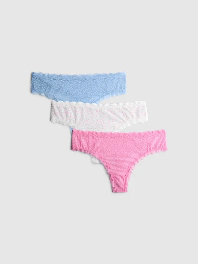 3pk All-Over Lace Thongs