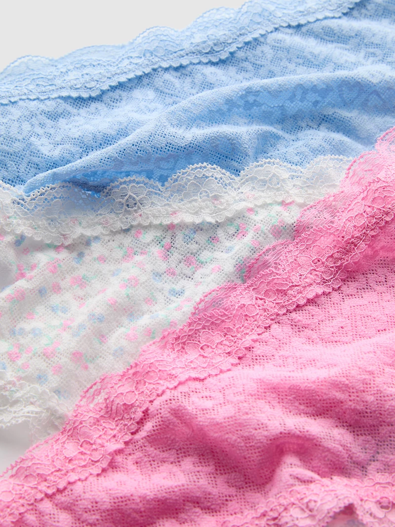 3pk All-Over Lace Thongs