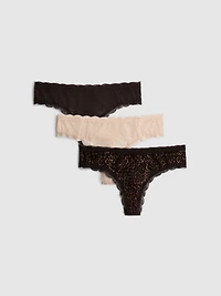 3pk All-Over Lace Thongs