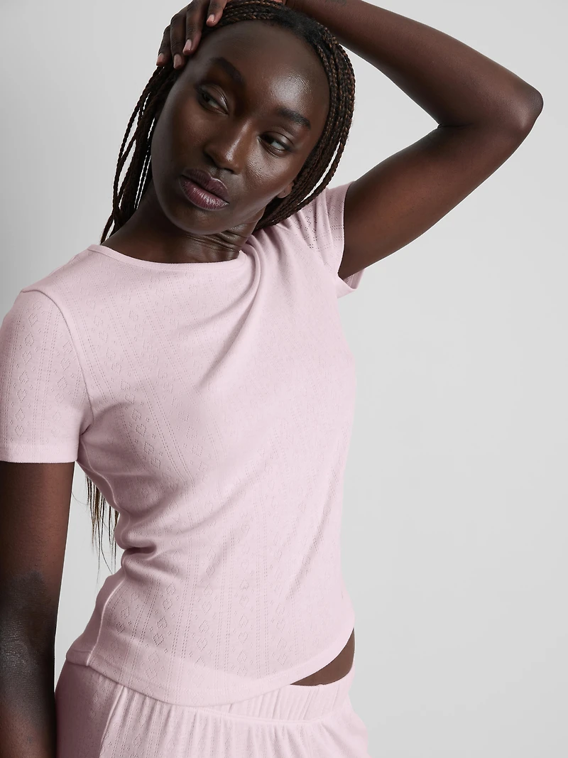 Short Sleeve Straight Leg Pointelle Pajamas