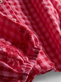 1.5-8yrs | Gingham Check Embroidered Blouse