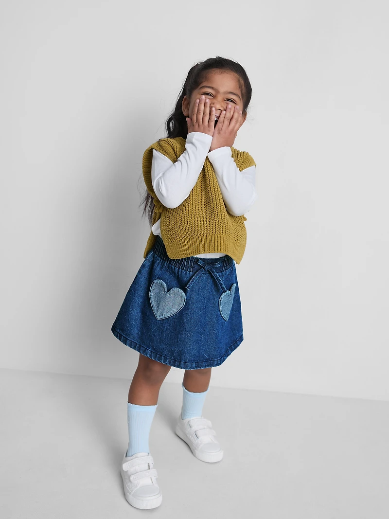 1.5-8yrs | Heart Pocket Denim Skirt