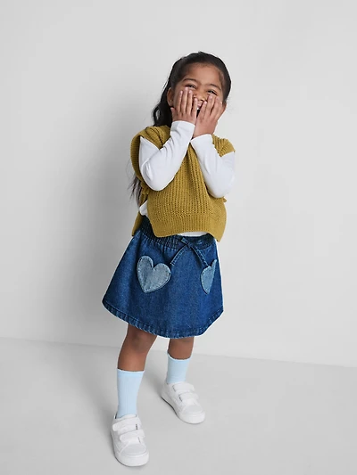 1.5-8yrs | Heart Pocket Denim Skirt