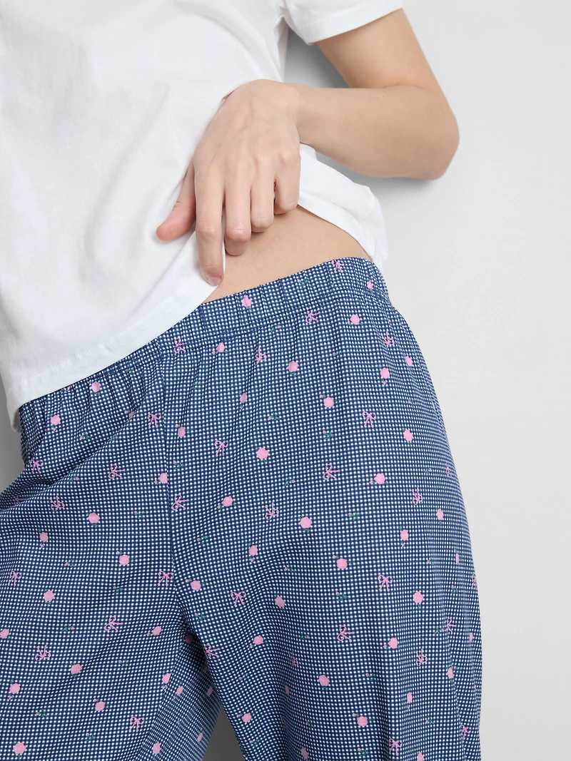 T-Shirt and Gingham Bottoms Pajamas