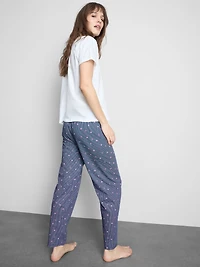 T-Shirt and Gingham Bottoms Pajamas