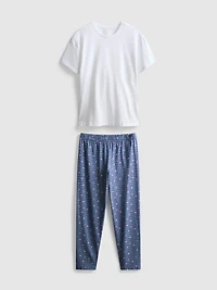 T-Shirt and Gingham Bottoms Pajamas