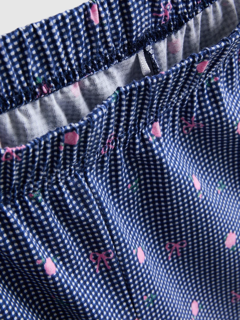 T-Shirt and Gingham Bottoms Pajamas