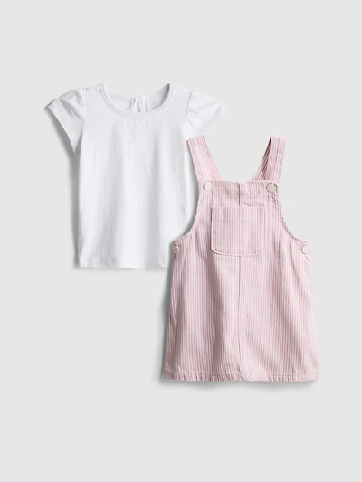 0-36mths | T-Shirt and Denim Pinafore Dress Set