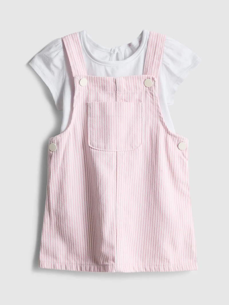 0-36mths | T-Shirt and Denim Pinafore Dress Set