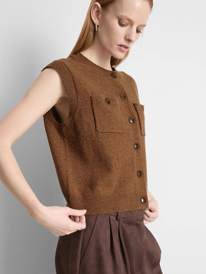 The Edit Knitted Button-Detail Vest