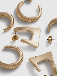 3pk Geometric Hoop Earrings