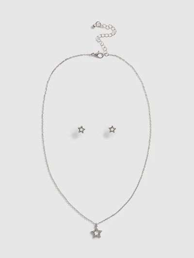 Star Stud Earrings and Necklace Set