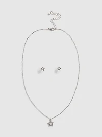 Star Stud Earrings and Necklace Set