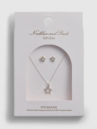 Star Stud Earrings and Necklace Set