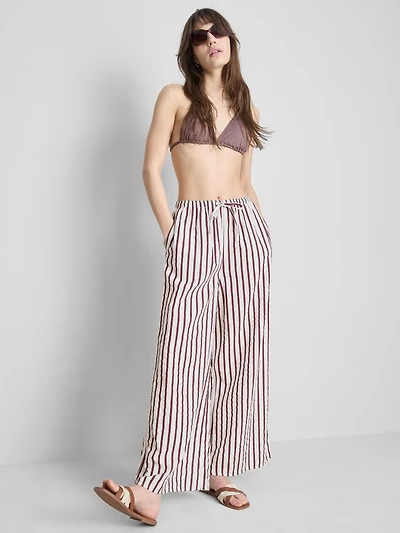 Printed Wide-Leg Beach Pants