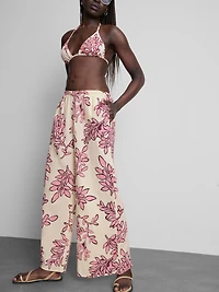 Printed Wide-Leg Beach Pants