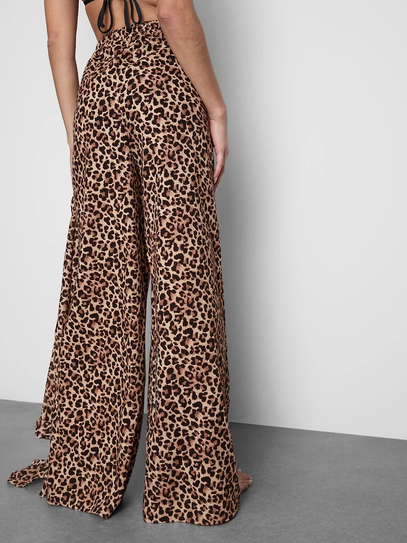 Printed Wide-Leg Beach Pants