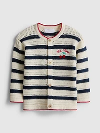 0-36mths | Stripe Embroidered Cardigan