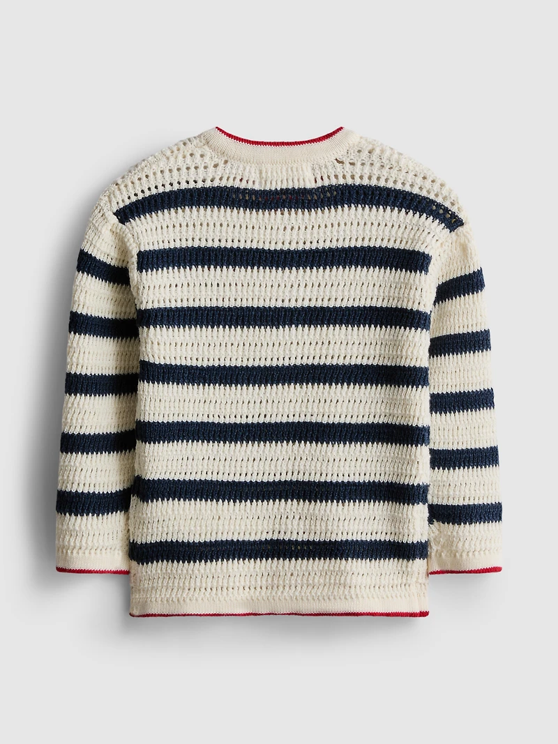 0-36mths | Stripe Embroidered Cardigan