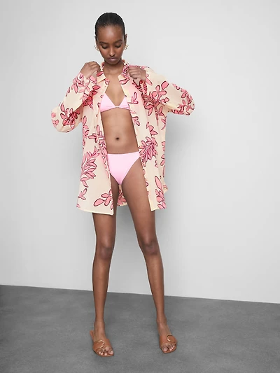 Printed Cotton Beach Button-Down Shirt