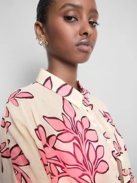Printed Cotton Beach Button-Down Shirt
